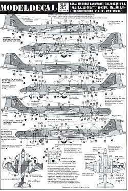 Modeldecal MD085 Canberra E.15/T.4/T.17/PR.9 & Italian F-104 1:72