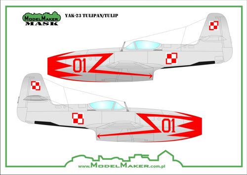 Model Maker Decals MD32017 1:32 Yakovlev Yak-23 Tulipan/Tulip mask