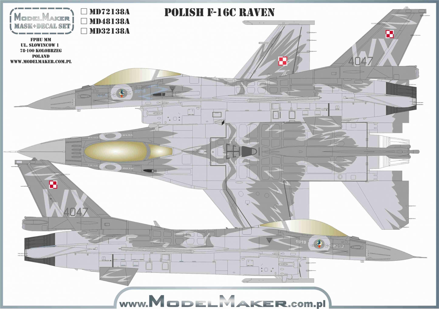 Model Maker MD32138A F-16C Raven Polish 100th Anniv Decal/Mask 1:32
