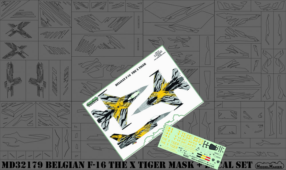 Model Maker MD32179 Belgian F-16 The X Tiger Decal & Mask Set 1:32