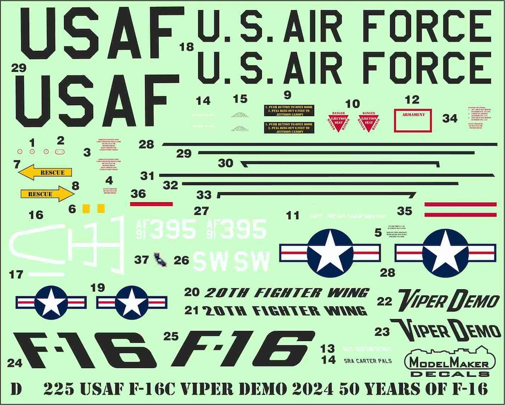 Model Maker MD32225 USAF F-16C Viper Demo 2024 50th Anniv 1:32