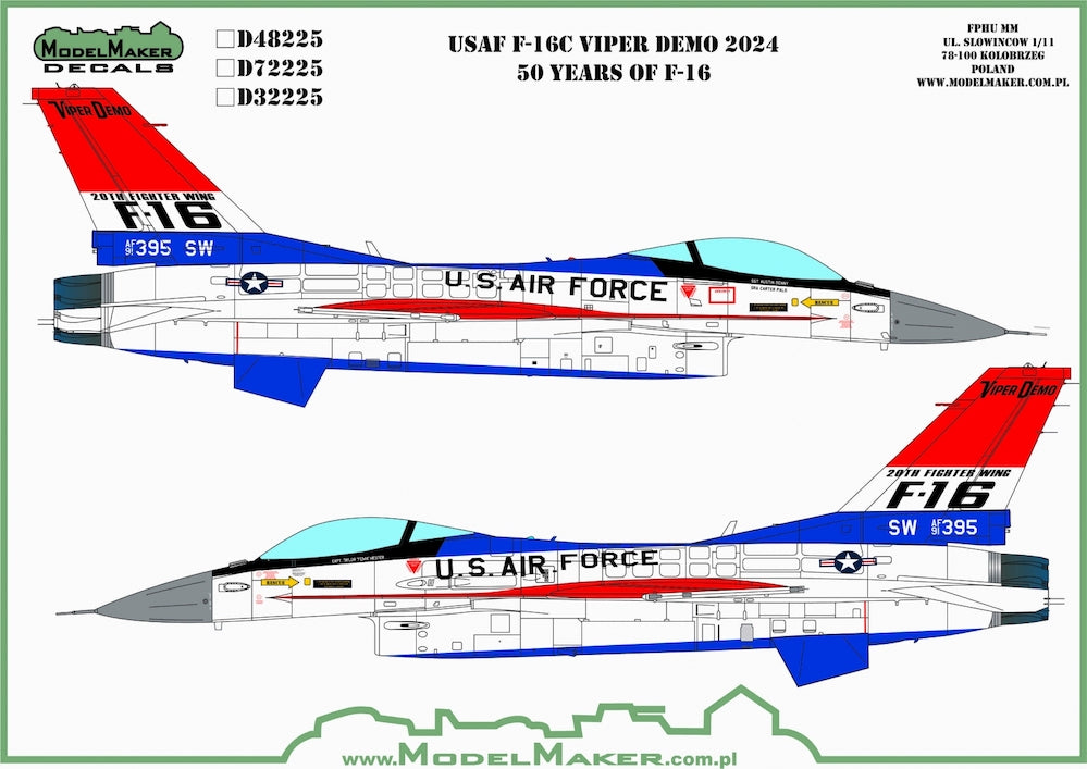 Model Maker MD32225 USAF F-16C Viper Demo 2024 50th Anniv 1:32