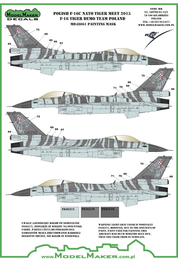 Model Maker Decals MD48061 1:48 Polish F-16C NATO Tiger Meet 2015
