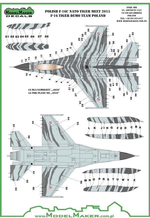Model Maker Decals MD48061 1:48 Polish F-16C NATO Tiger Meet 2015