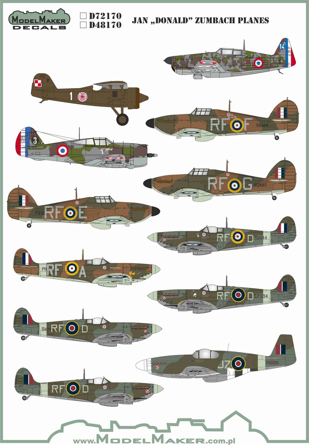 Model Maker Decals MD48170 1:72 Jan Donald Duck Zumbach planes + resin A-26 nose