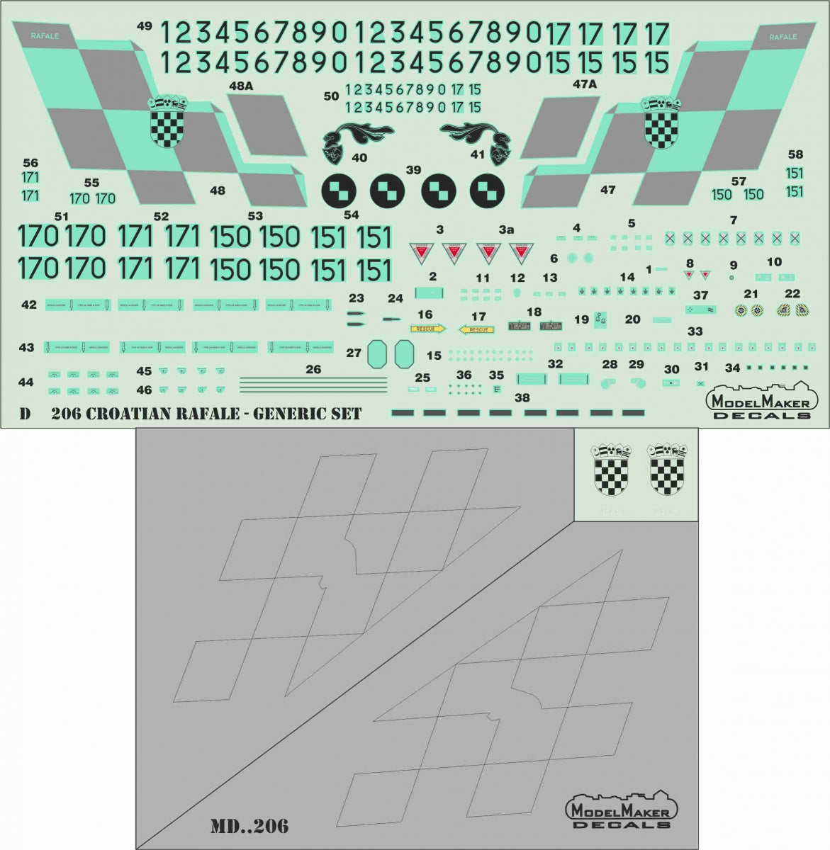 Model Maker Decals MD48206 1:48 Croatian Dassault Rafale