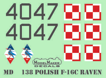 Model Maker MD72138 F-16C Raven Polish 100th Anniv Decal/Mask 1:72