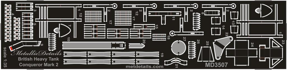 Metallic Details MDMD3507 1:35 Conqueror British Heavy Tank detailing set