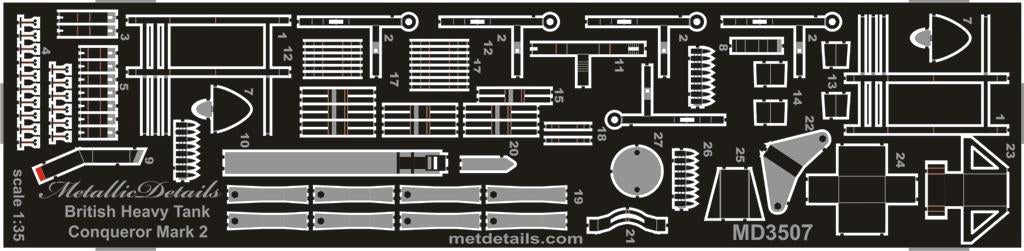 Metallic Details MDMD3507 1:35 Conqueror British Heavy Tank detailing set