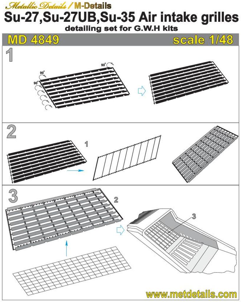 Metallic Details MDMD4849 1:48 Sukhoi Su-27/Su-27UB/Su-35 air intake grilles