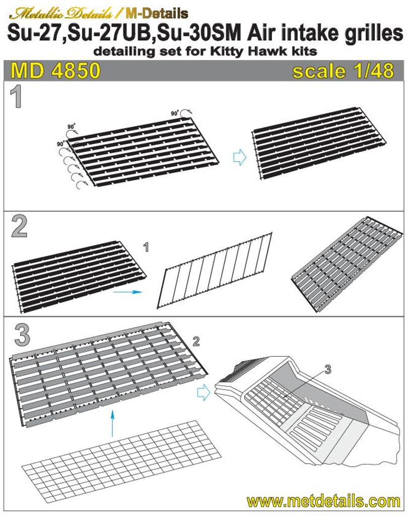 Metallic Details MDMD4850 1:48 Sukhoi Su-27/Su-27UB/Su-30SM Air intake grilles
