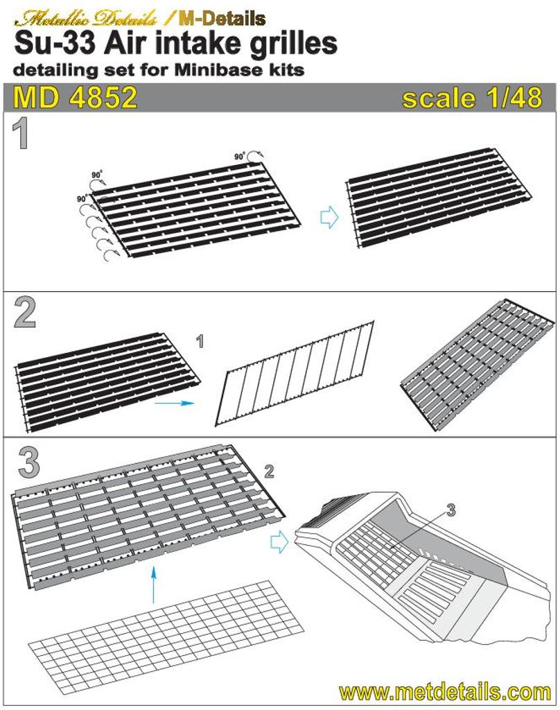 Metallic Details MDMD4852 1:48 Sukhoi Su-33 Air intake grilles