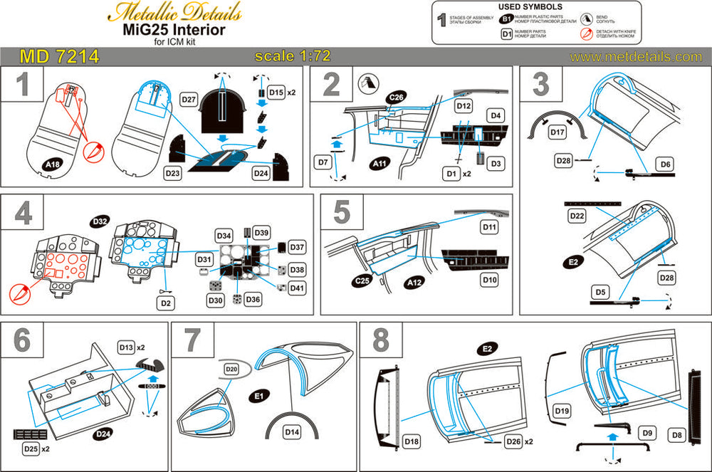Metallic Details MDMD7214 1:72 Mikoyan MiG-25 cockpit interior