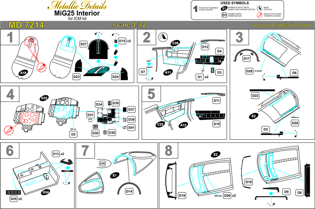 Metallic Details MDMD7214 1:72 Mikoyan MiG-25 cockpit interior