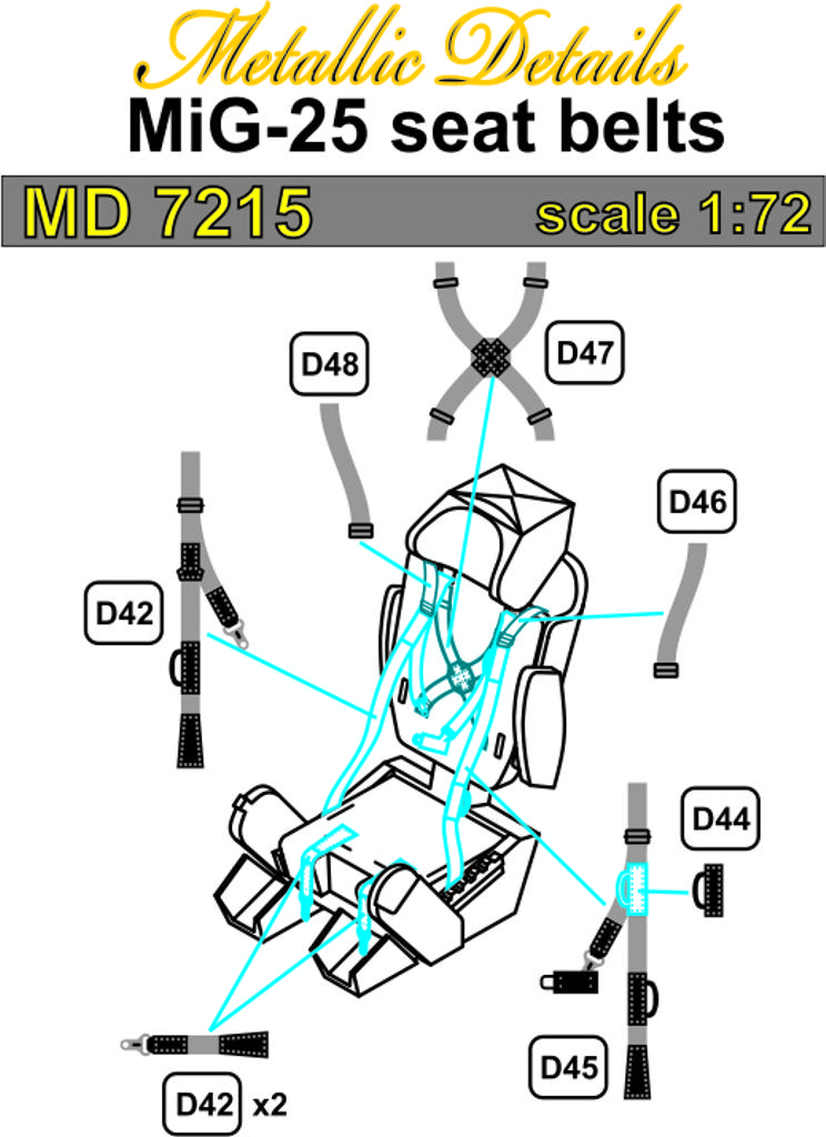 Metallic Details MDMD7215 MiG-25 Seatbelts Detail Set 1:72