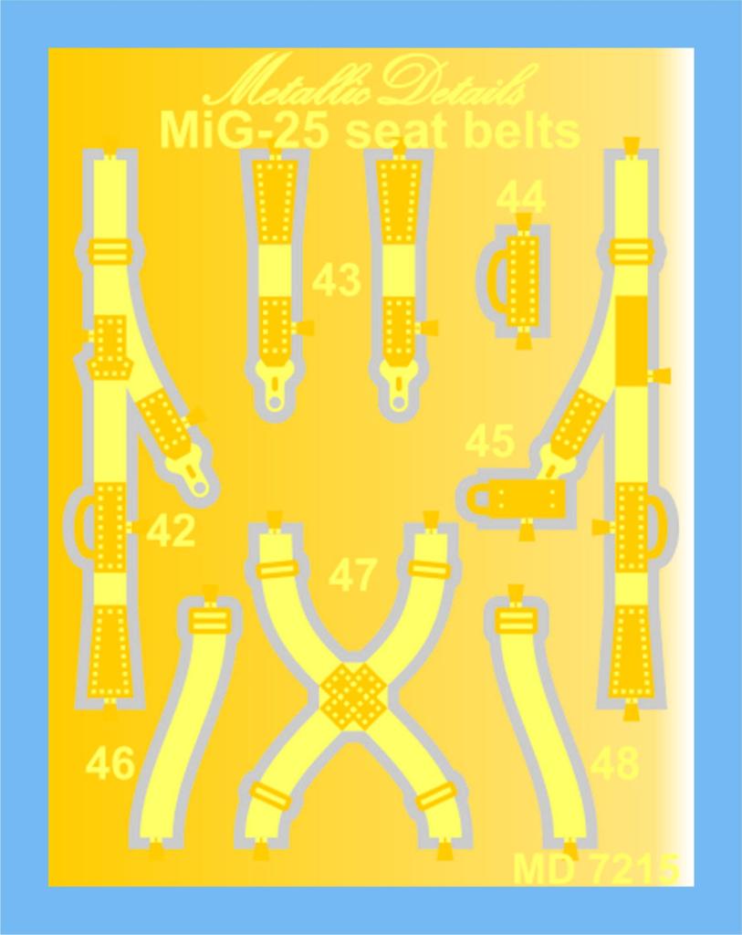 Metallic Details MDMD7215 MiG-25 Seatbelts Detail Set 1:72