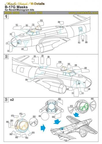 Metallic Details MDMDM4808 B-17G Flying Fortress Canopy Masks 1:48
