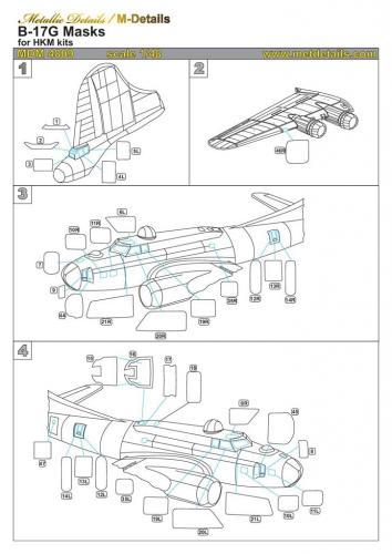 Metallic Details MDMDM4809 1:48 Boeing B-17G Flying Fortress Masks