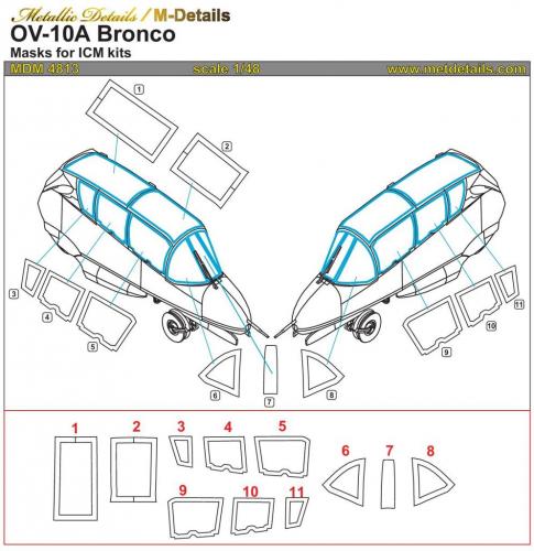Metallic Details MDMDM4813 OV-10D Bronco Canopy Paint Masks 1:48