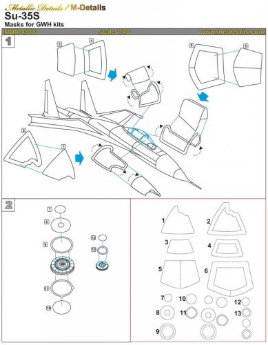 Metallic Details MDMDM4818 1:48 Sukhoi Su-35S Masks