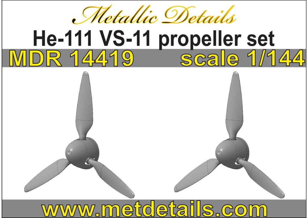 Metallic Details MDMDR14419 1:144 Heinkel He-111H VS-11 propeller set