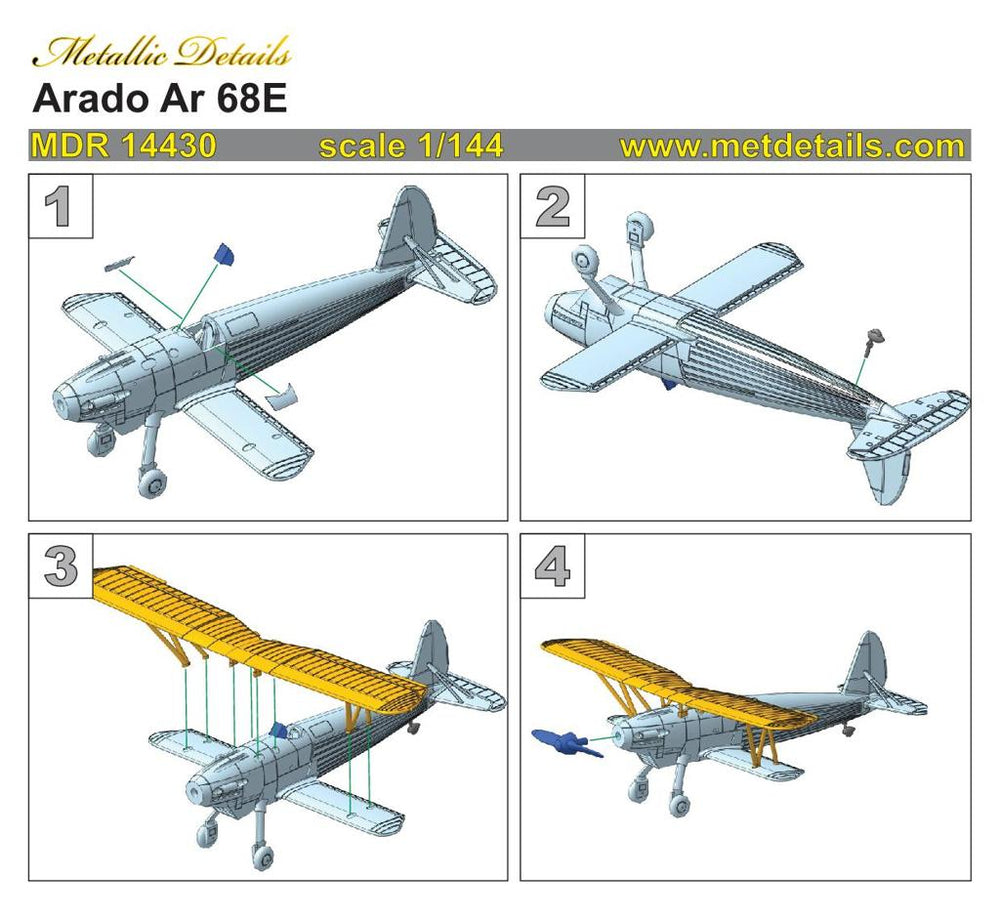 Metallic Details MDMDR14430 1:144 Arado Ar-68E