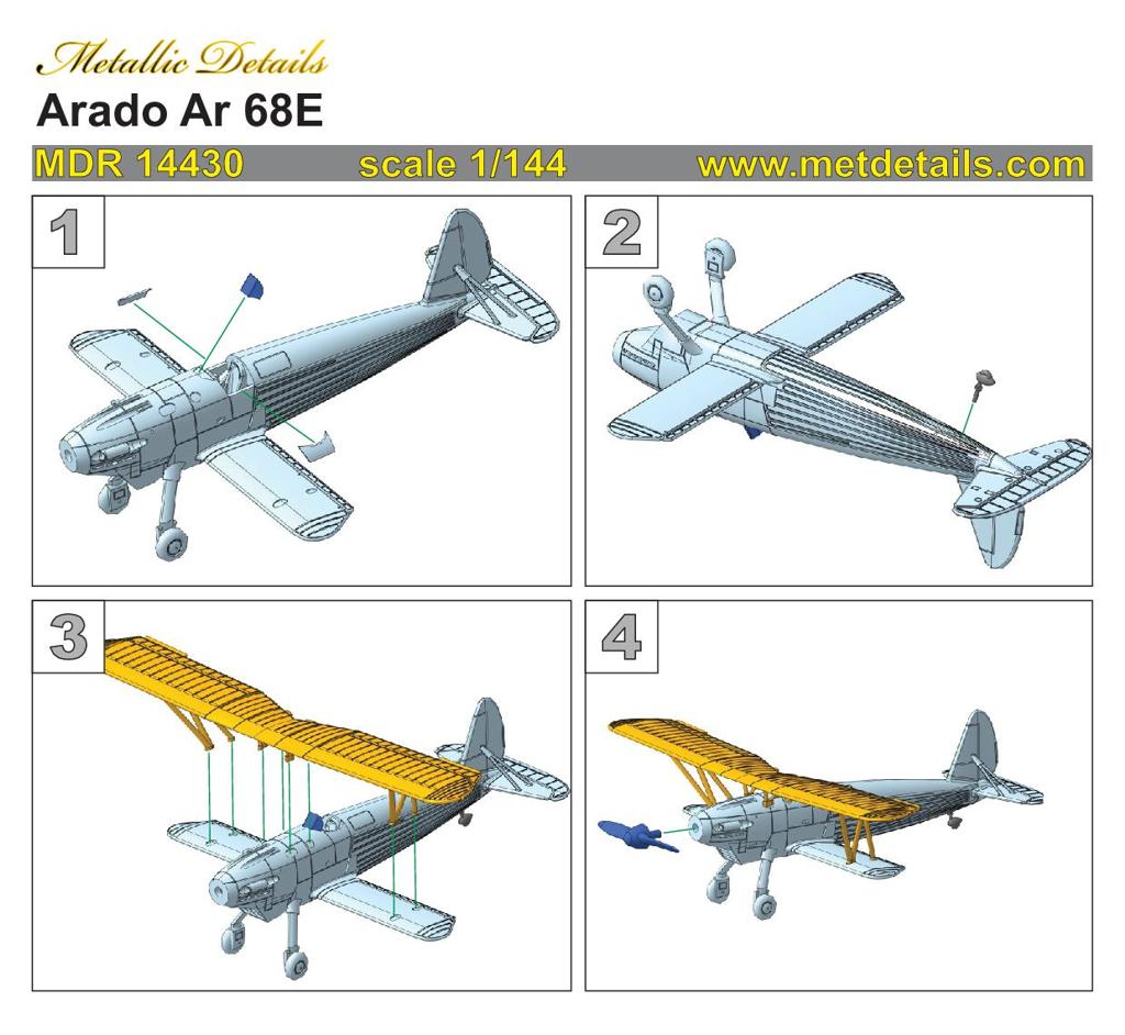 Metallic Details MDMDR14430 1:144 Arado Ar-68E