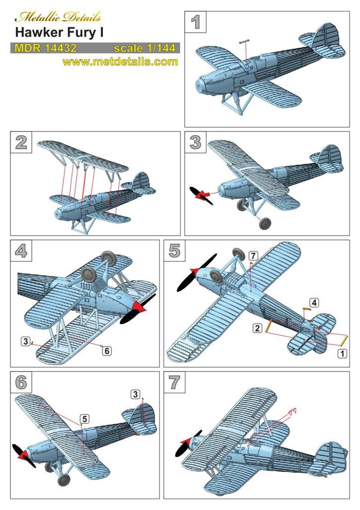 Metallic Details MDMDR14432 1:144 Hawker Fury I