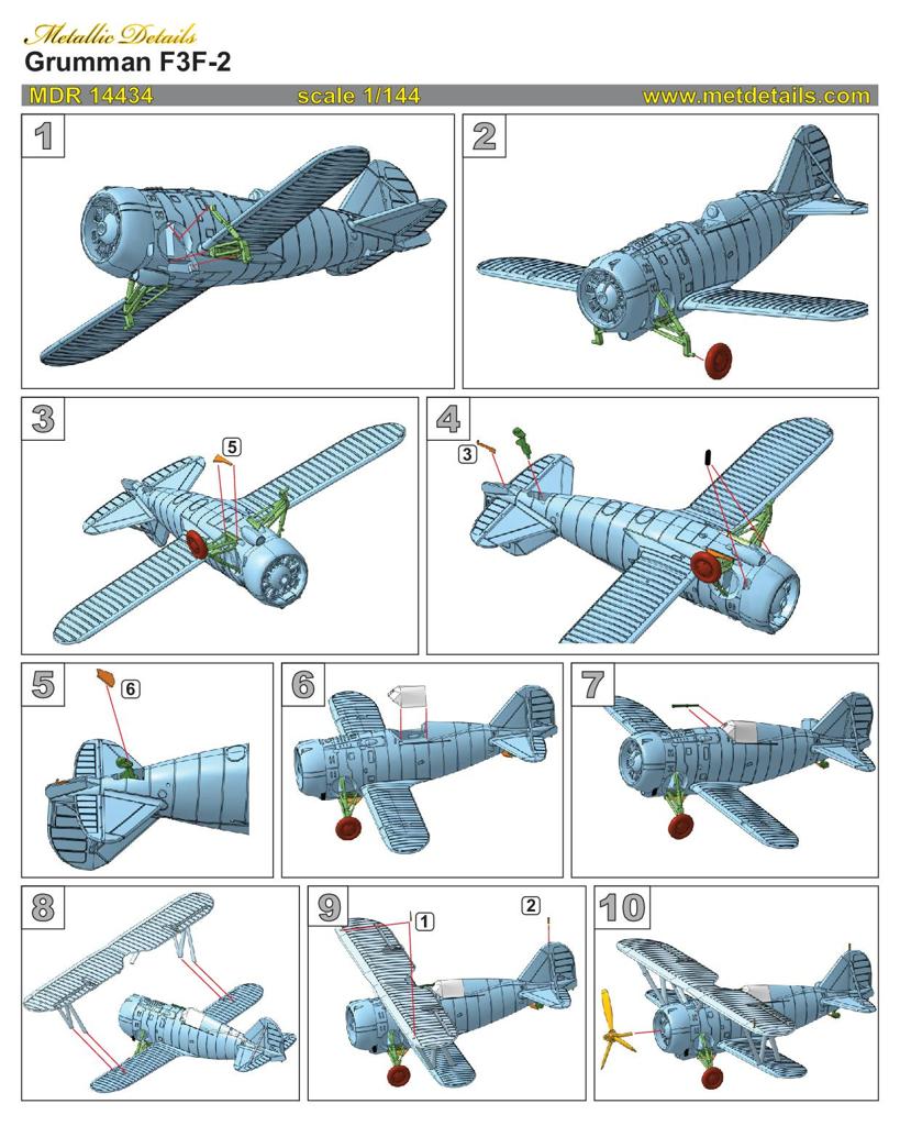 Metallic Details MDMDR14434 1:144 Grumman F3F-2