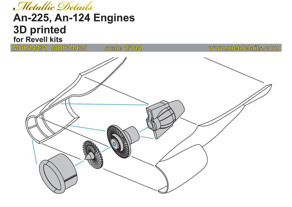 Metallic Details MDMDR14435 1:144 Anronev An-124 Ruslan Engines