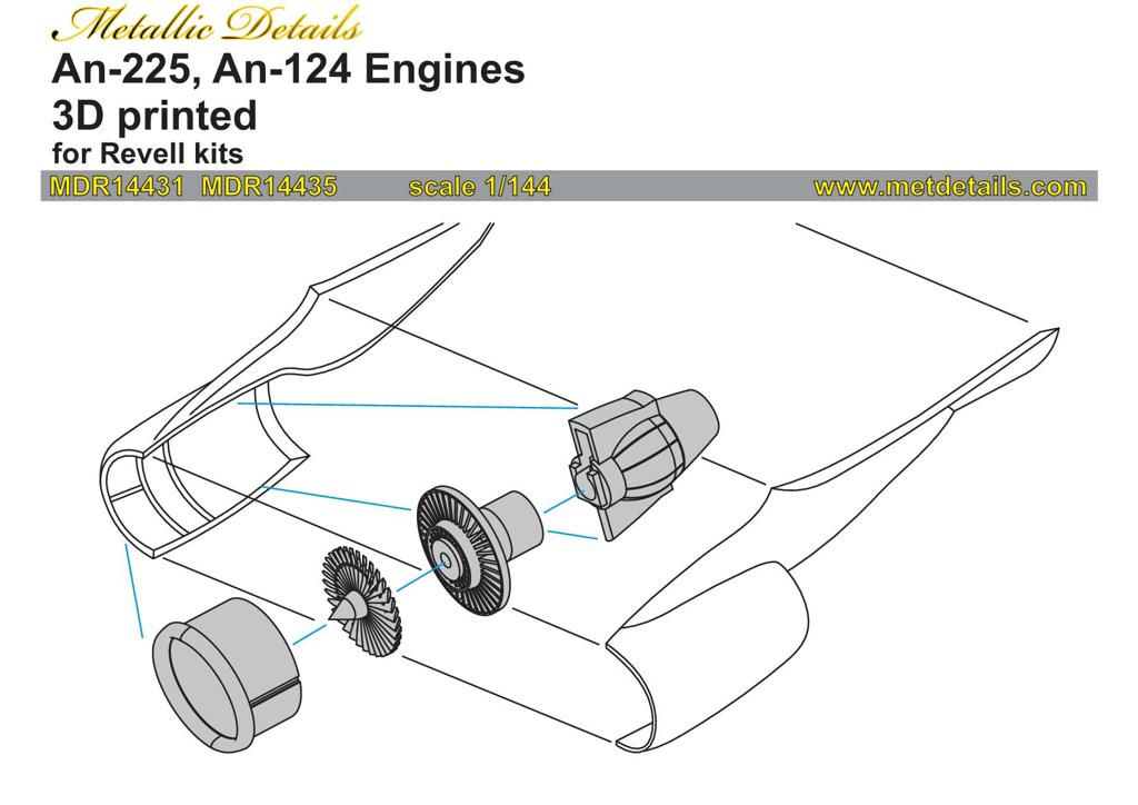 Metallic Details MDMDR14435 1:144 Anronev An-124 Ruslan Engines