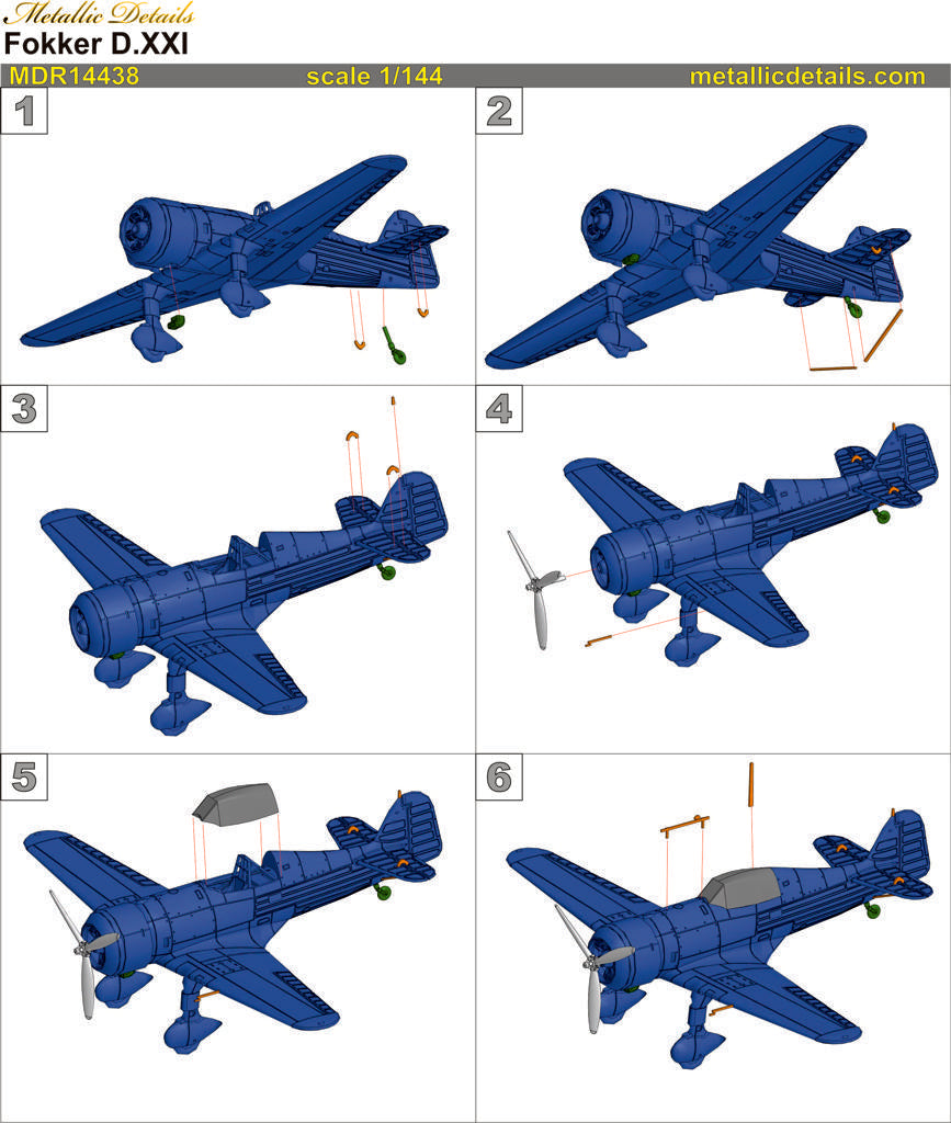 Metallic Details MDMDR14438 1:144 Fokker D.XXI