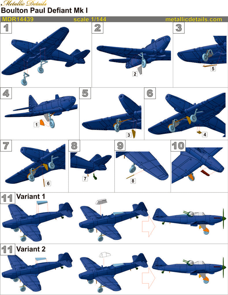 Metallic Details MDMDR14439 1:144 Boulton-Paul Defiant Mk.I