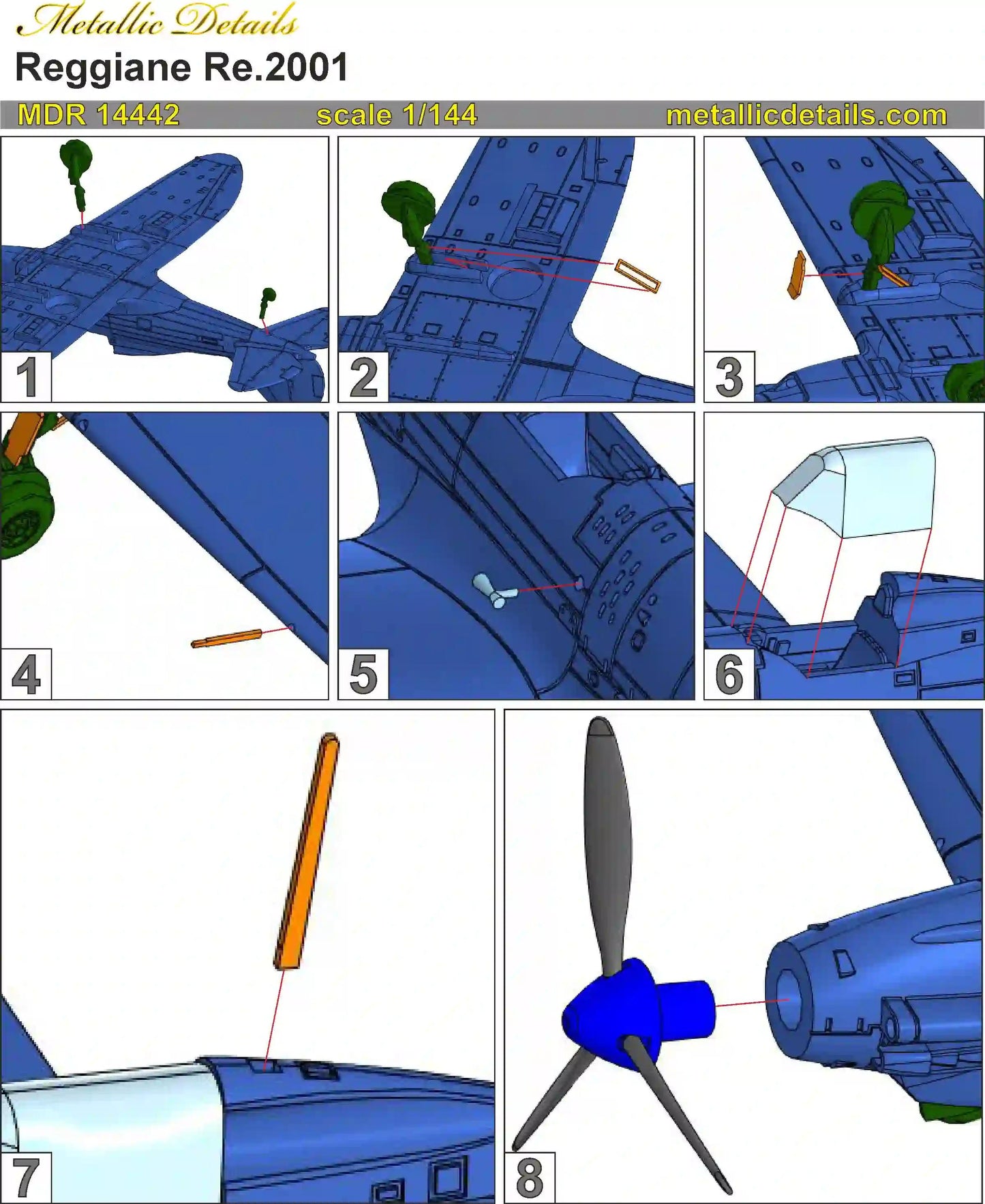 Metallic Details MDMDR14442 1:144 Reggiane Re.2001