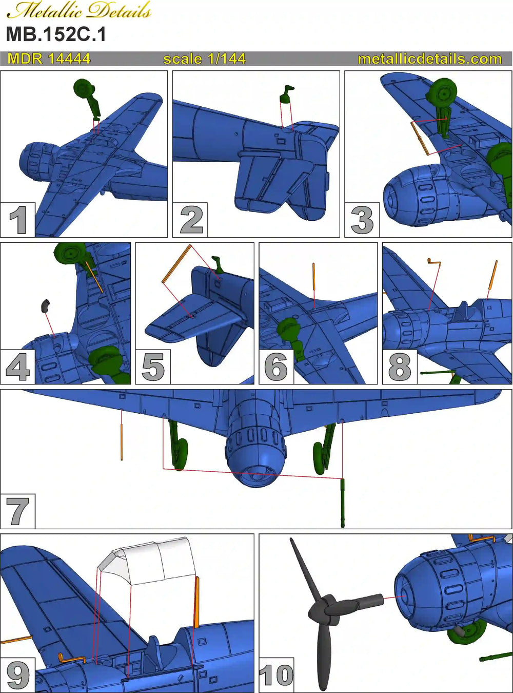 Metallic Details MDMDR14444 1:144 Marcel-Bloch MB.152C.1