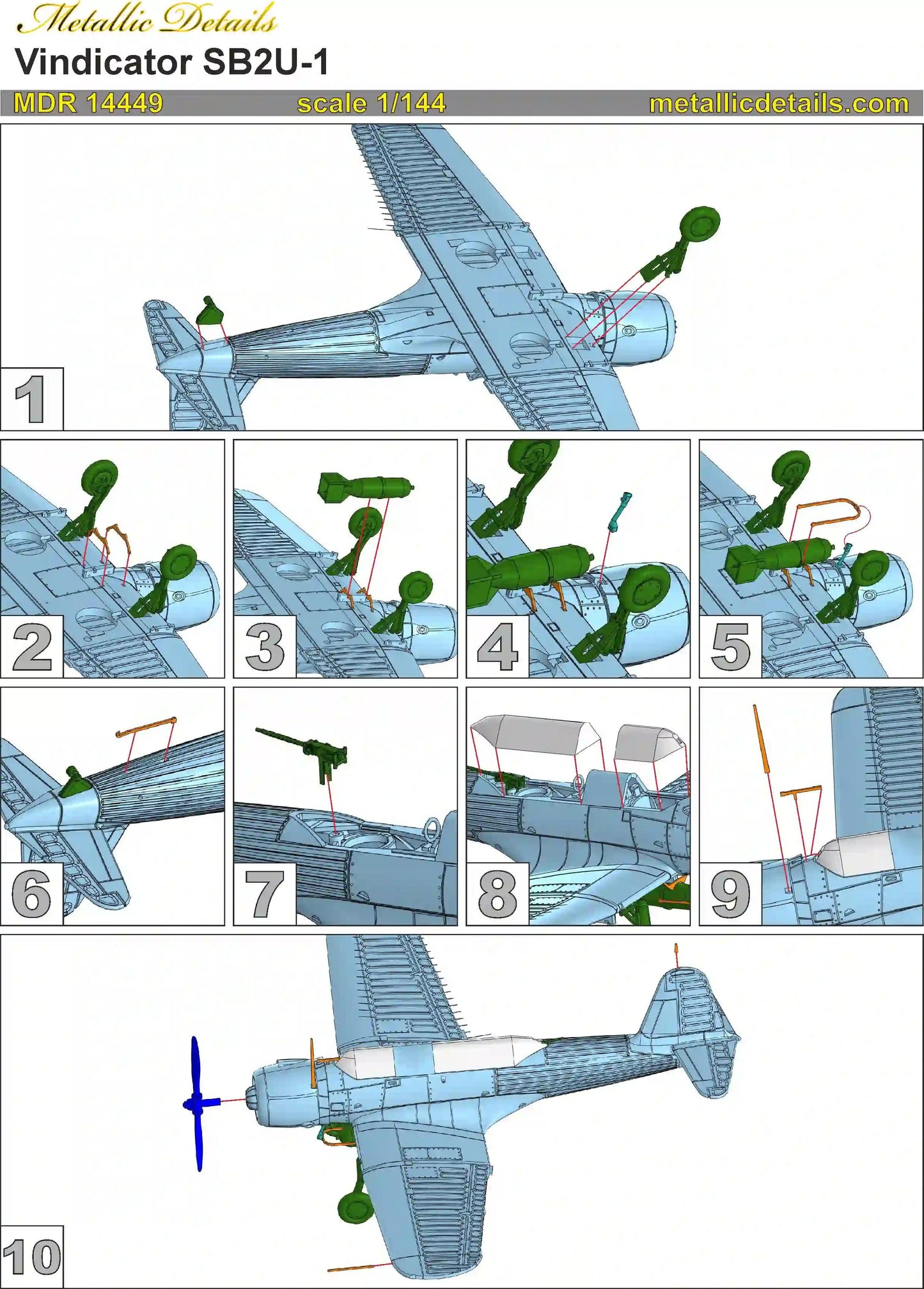 Metallic Details MDMDR14449 1:144 Vought SB2U-1 Vindicator