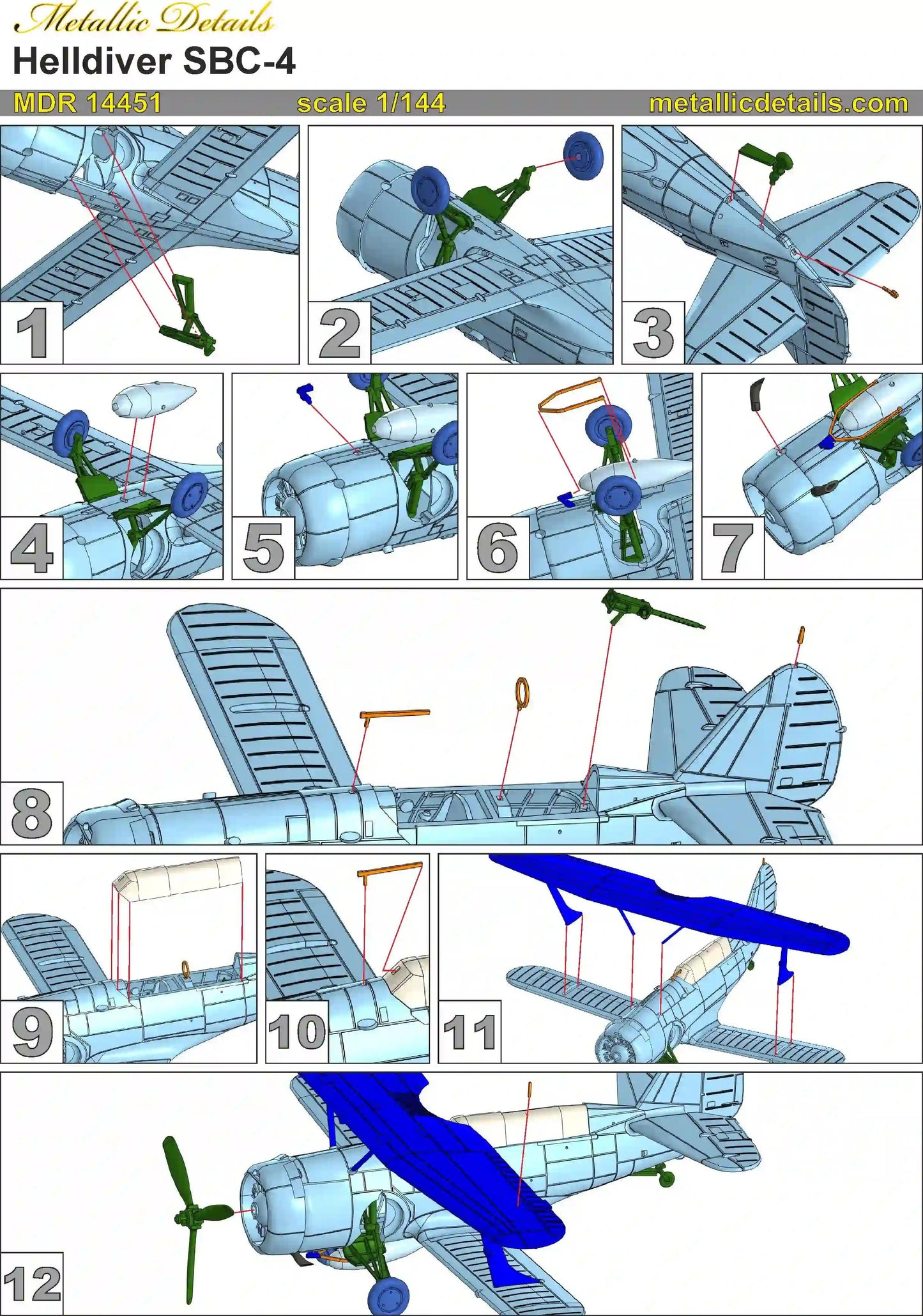 Metallic Details MDMDR14451 1:144 Curtiss SBC-4 Helldiver