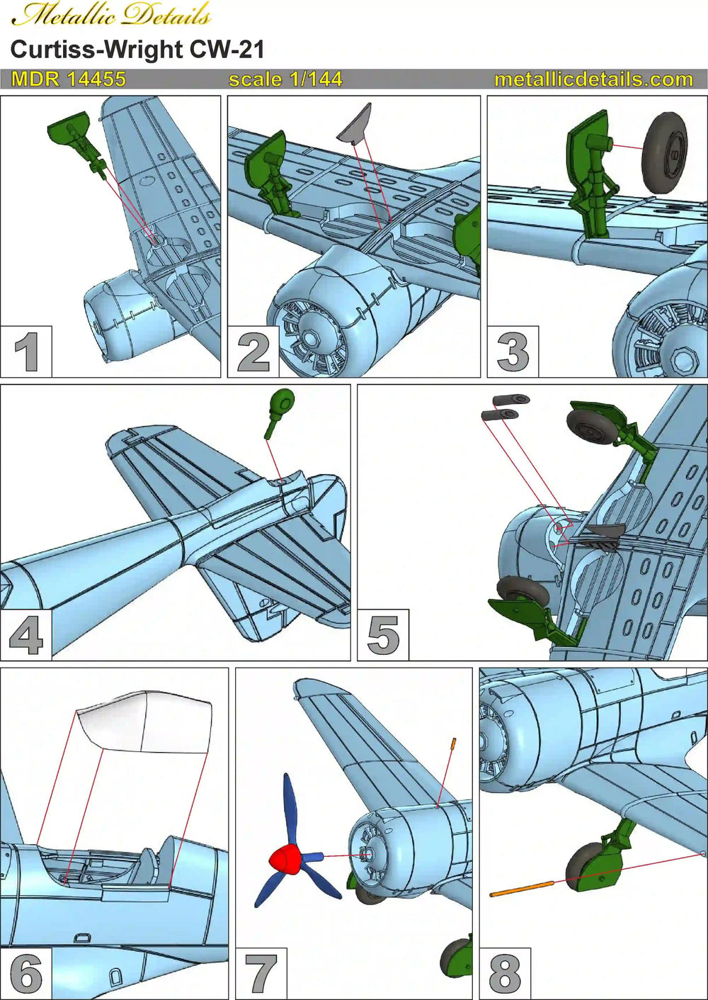 Metallic Details MDMDR14455 1:144 Curtiss-Wright CW-21