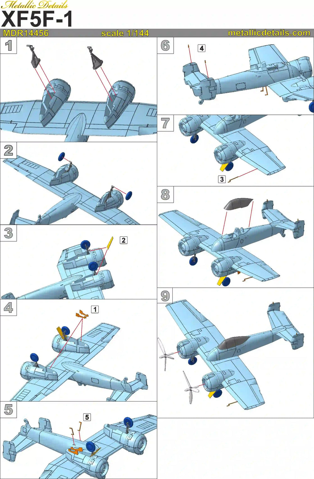 Metallic Details MDMDR14456 1:144 Grumman XF5F-1 Skyrocket