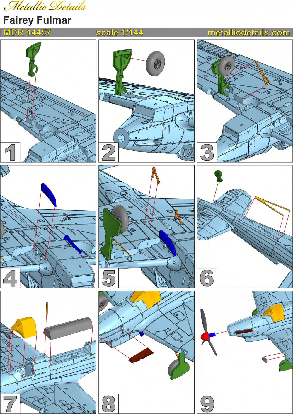Metallic Details MDMDR14457 1:144 Fairey Fulmar