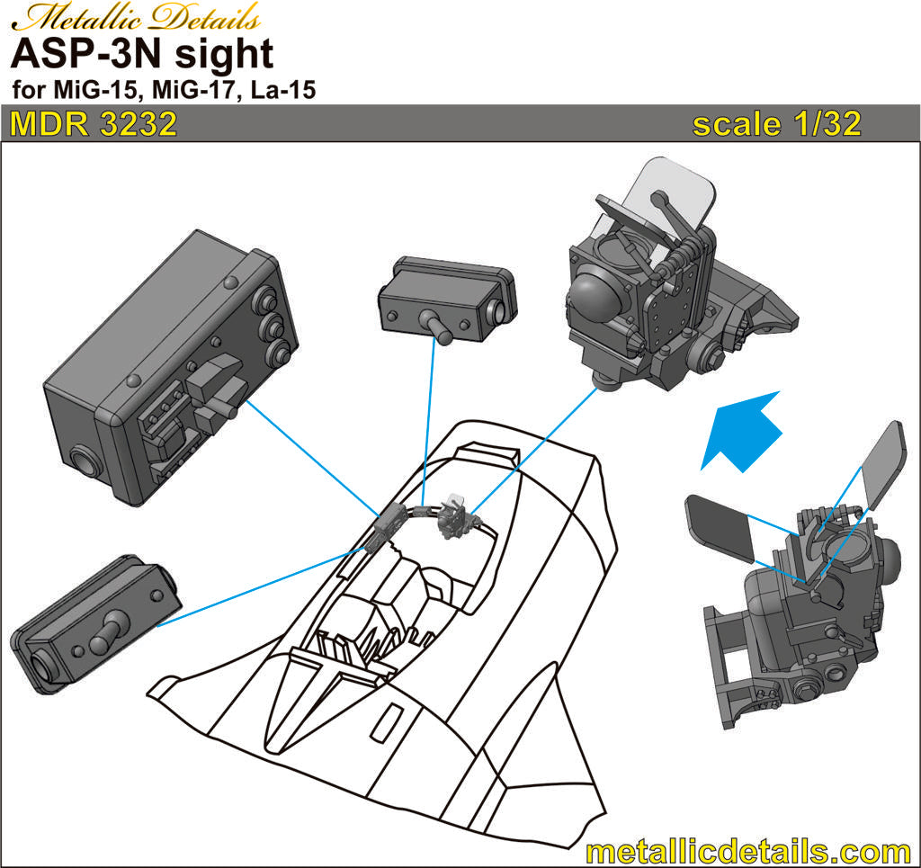 Metallic Details MDMDR3232 ASP-3N Sight MiG-15/17 & La-15 1:32