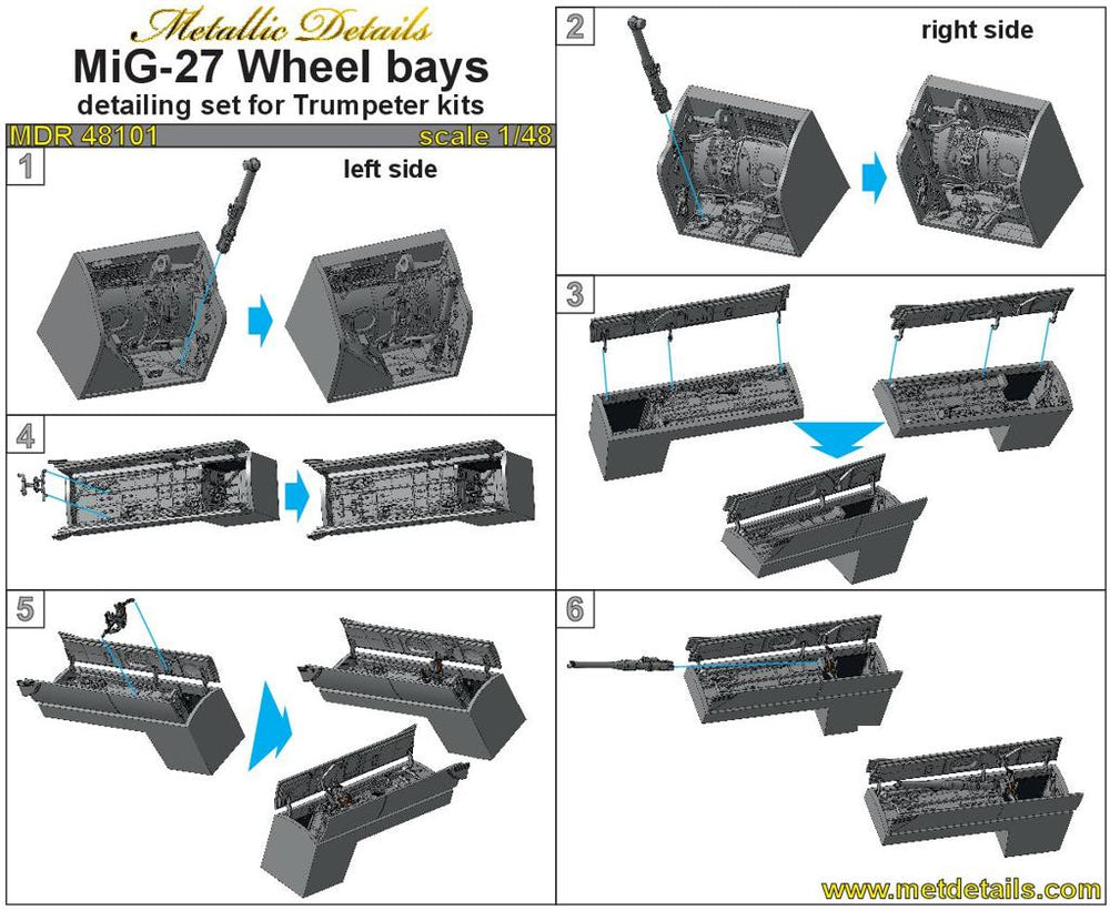 Metallic Details MDMDR48101 1:48 Mikoyan MiG-27 wheel bays