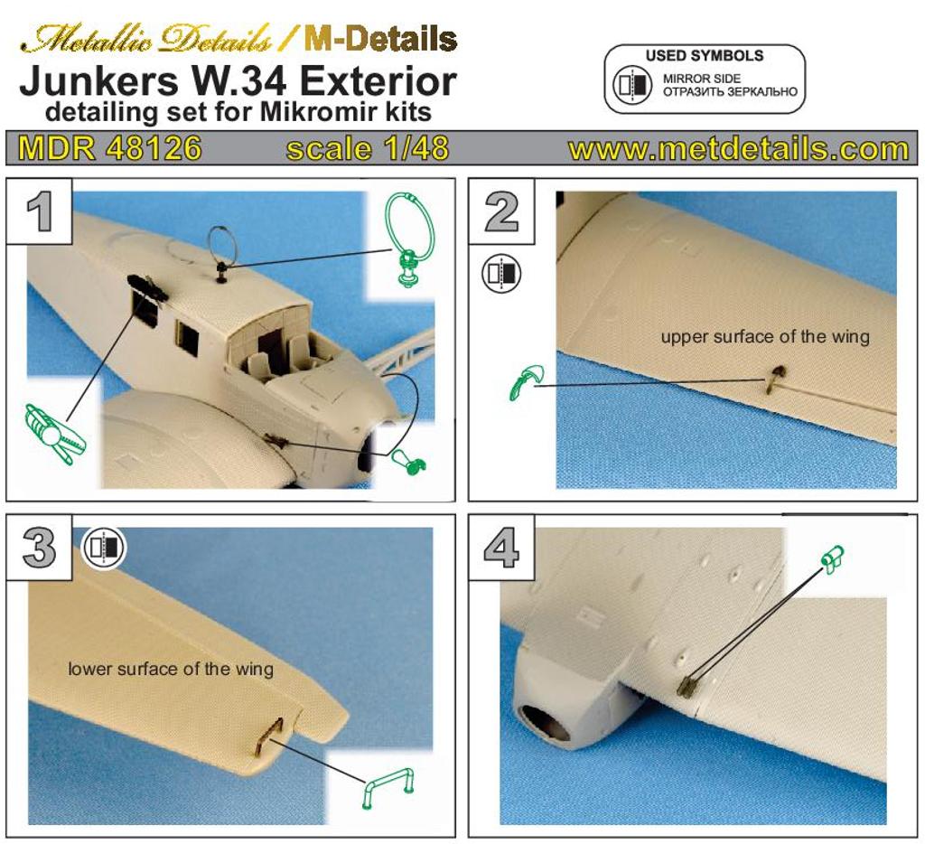 Metallic Details MDMDR48126 1:48 Junkers W.34 exterior details