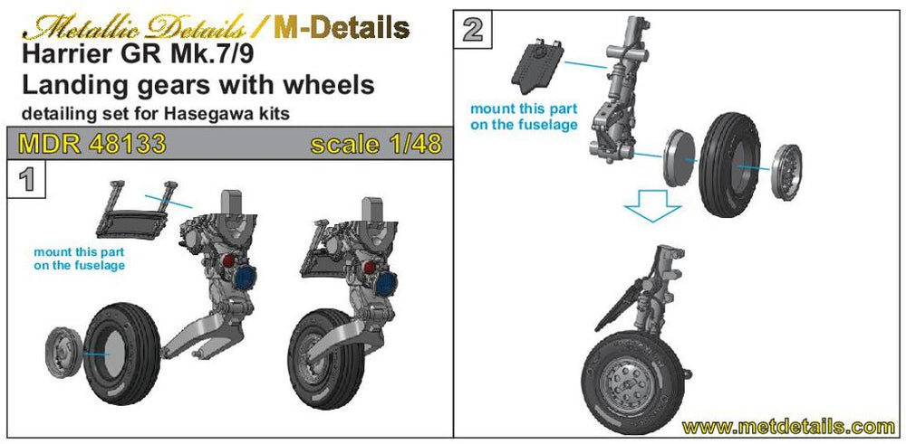 Metallic Details MDMDR48133 1:48 Bae Harrier GR Mk.7/Mk.9 landing gear wheels