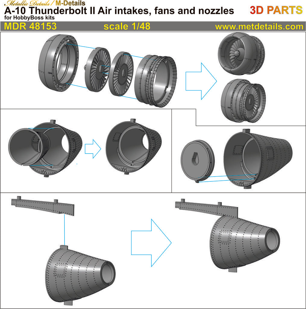 Metallic Details MDMDR48153 1:48 Fairchild A-10A/A-10B/A-10C Thunderbolt II