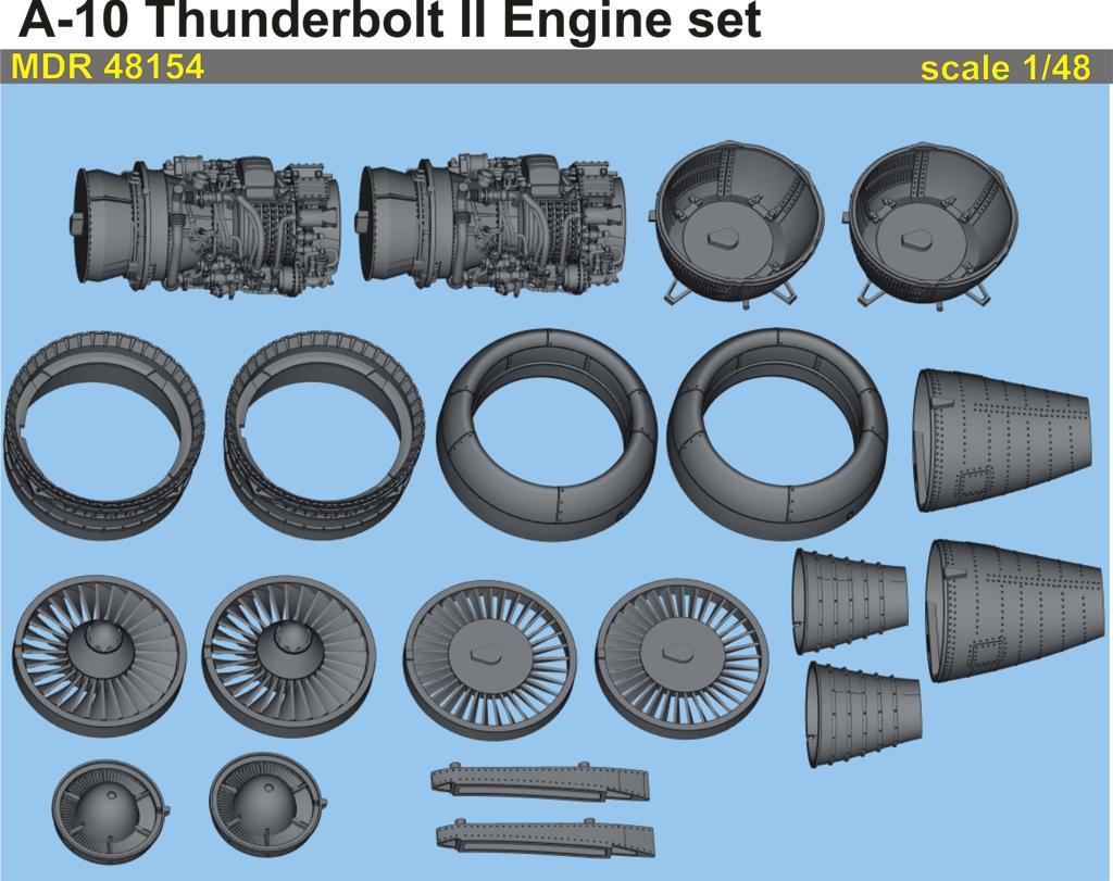 Metallic Details MDMDR48154 A-10 Thunderbolt II Engine Set 1:48
