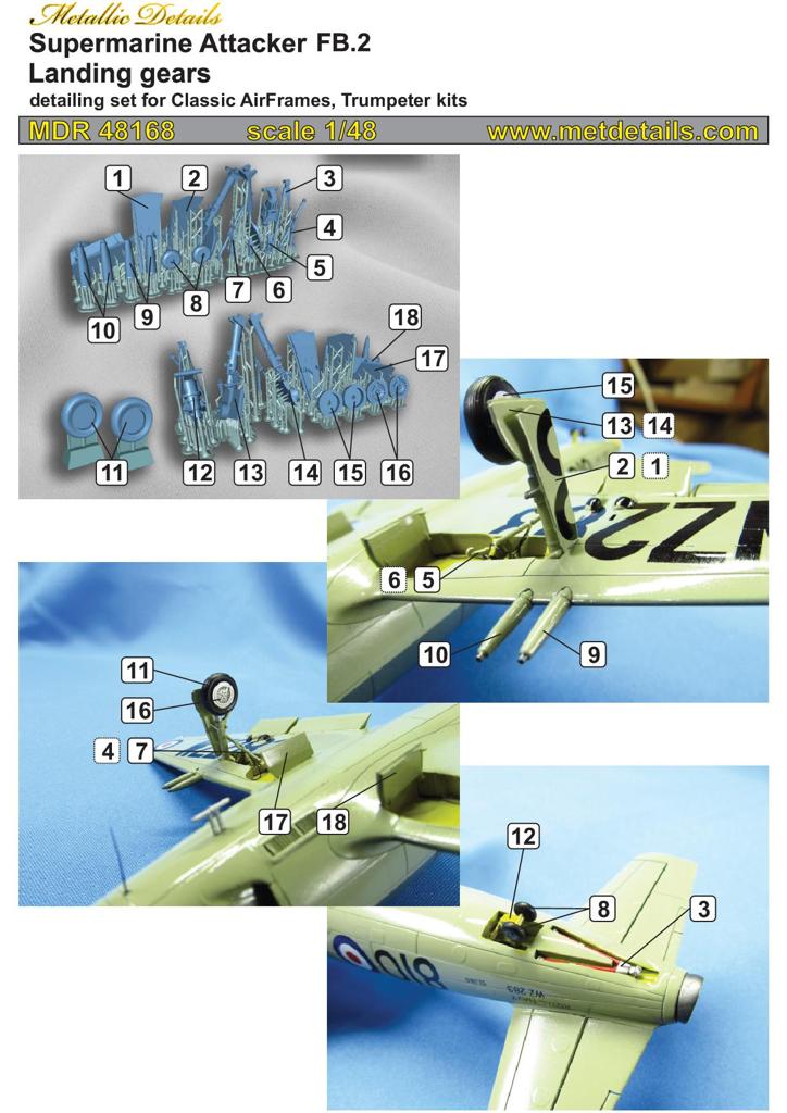 Metallic Details MDMDR48168 1:48 Supermarine Attacker FB.2