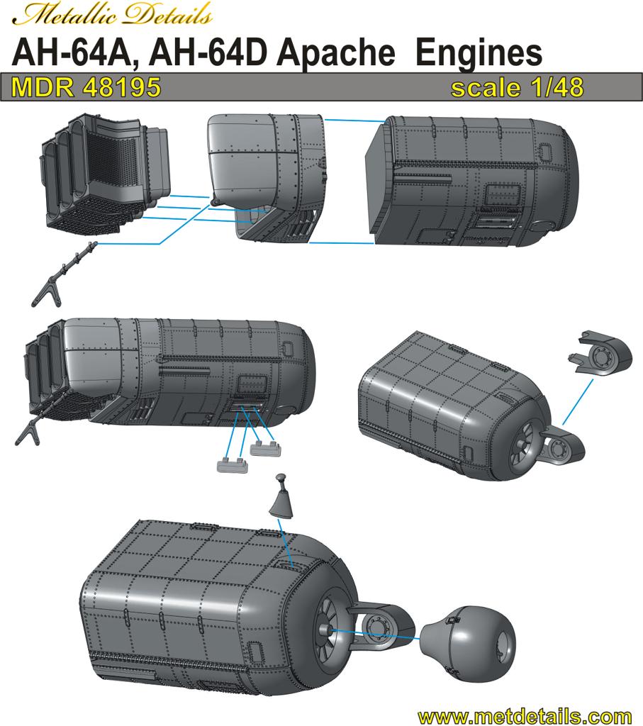 Metallic Details MDMDR48195 1:48 Bell/Boeing AH-64A/D Apache