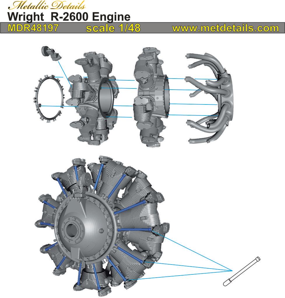 Metallic Details MDMDR48197 1:48 Wright R-2600