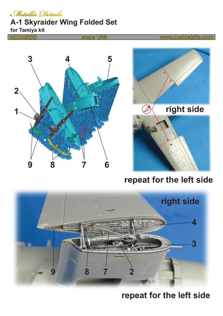 Metallic Details MDMDR48223 1:48 Douglas A-1H/A-1J Skyraider Wing folded set